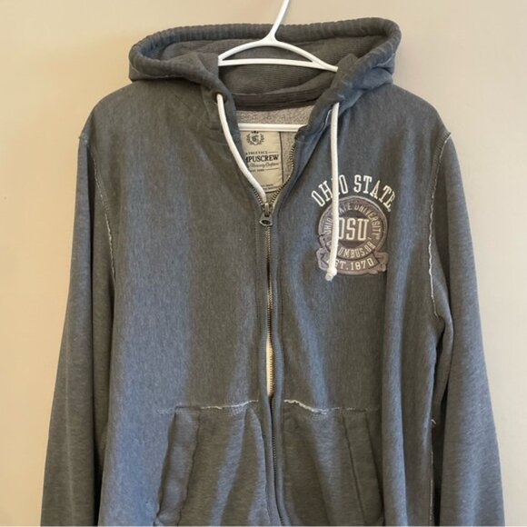 Vintage Y2K Campus Crew Gray Ohio State Heavy Zip-Up Hoodie - Picture 2 of 13